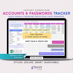 Excel Password Tracker: Customizable Account Manager (digital Download) - Etsy