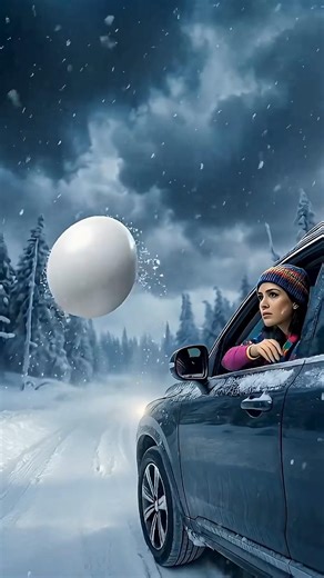 A large egg rolls through the snow and reaches a bear's cave #bear #ai #egg #save