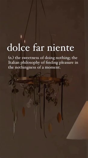 ANNIE | AESTHETIC LOGOPHILE on Instagram: "It is an Italian 🇮🇹 phrase. This concept is rooted in Italian culture and emphasizes savoring the present moment through activities like sipping coffee, people-watching, or simply being still. Examples include having a coffee or wine, watching the waves at the beach, sitting on a park bench, or spending time with friends and family. The phrase highlights the value of relaxation and finding contentment in stillness, rather than constantly being busy or