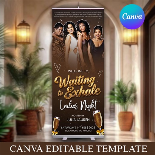 Waiting to Exhale Retractable Banner, Ladies Pajama Night Party, Game Night Event Template, Welcome Sign. DIY Text, Printable - Etsy