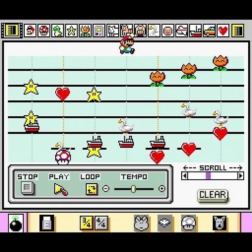 Mario Paint - ♪ Super Mario World - Swimming Mario ♪ (Nintendo Player's Guide)