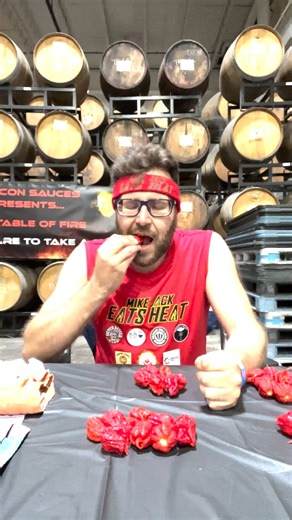 87K views · 520 reactions | Eating 28 Carolina Reaper Peppers in 10 Minutes at 2nd Annual Philadelphia Hot Sauce Festival in Neshaminy Creek Brewing Company. Peppers from ChilePlants.com. #spicy #foodchallenge #chillies #chili #chiles #carolinareaper #hotpepper #challenge #peppers #carolinareaperchallenge #chile #spiceking #ChallengeAccepted #hotpeppers #chilli #spicychallenge #spicyfoodchallenge #philly #philadelphia | Mike Jack Eats Heat | Facebook