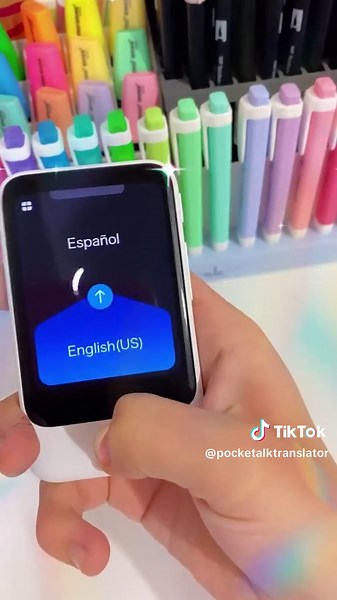 Who needs a language tutor when you have Pocketalk? Unboxing our new device and ready to take on any language barrier 💪 #spanishtiktok #languagelearning #multilingual #multilingualthings #español #espana
