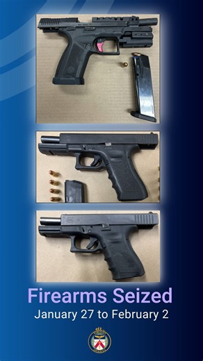 Toronto Police Service on Instagram: "Three handguns were taken off the streets last week thanks to the efforts of the Central Shooting Response Team & Integrated Gun and Gang Task Force. Two were seized directly from people and a third in a search warrant. Four adults and one youth were charged. Two of the adults were on firearms-related bail conditions. A total of 43 firearms have been seized this year."
