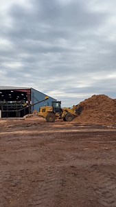 Once the bark is stripped from a log at the tie mill, it doesn’t go to waste—it’s repurposed as mulch, used as fuel, or sold wholesale. Making every part of the log count is just how we operate! #Loader #LogYard | Thompson Appalachian Hardwoods