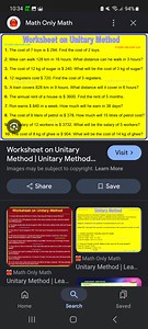 10:34 94:Math Only MathWorksheet on Unitary Method(c) math-... | Filo