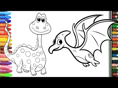 Cómo Dibujar y Colorear dinosaurios | Dibujos Para Niños | Aprender Colores
