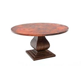 Refined Tuscan Round Hammered Copper Dining Table
