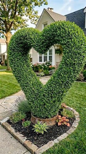 Magical Transformation: How to Make a Living Heart Out of an Ordinary Bush! 💚 #garden #gardening