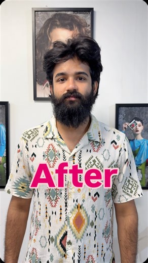 Puffs and Huffs on Instagram: "After (beard less face). . . . . . . . . . . . . . . . .. . . .. . . [beard face look fashion hairstyle before after love couple lifestyle dhurandar clean shave]"