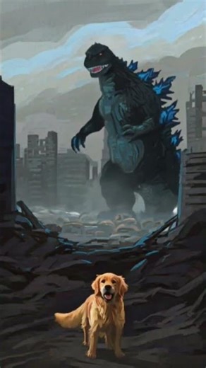 godzilla and dog fight & subscribe