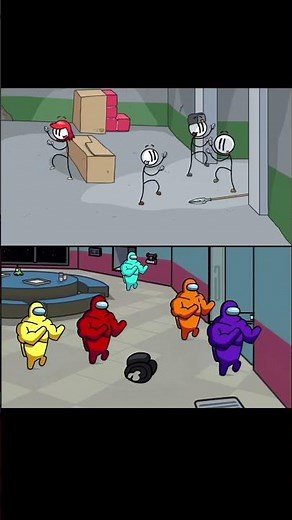 Among Us Buff Distraction and Henry Stickman dancing anime #funny #gaming