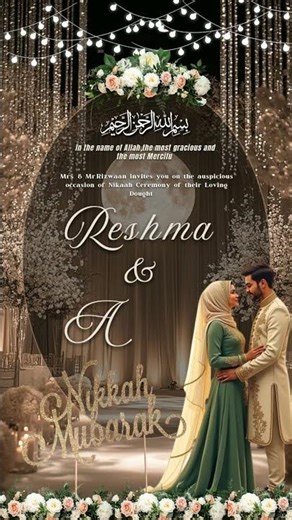 🎉 Muslim Wedding Invitation Card Design 2026 💍| Digital Card | #shortsfeed