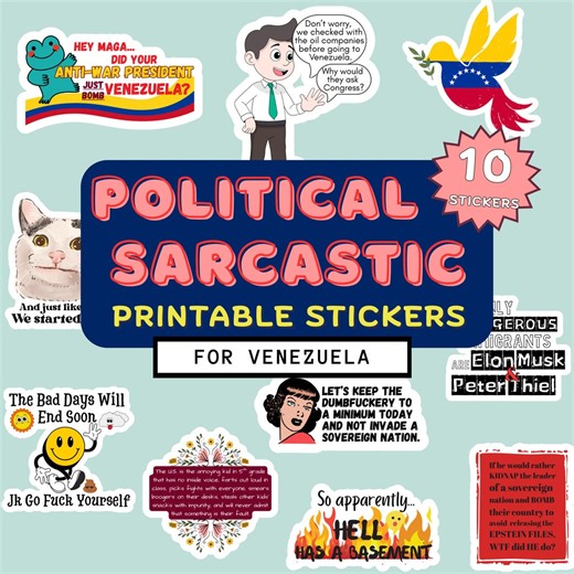 Political Sarcastic Stickers for Venezuela 10 Sticker  2 Bonus Printable Bundle - PNG File Digital Download - Etsy