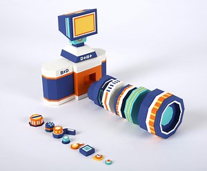 A Paper Camera Comprised of Complementary Colors Includes Interchangeable Lenses and a Removable Flash