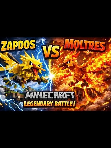 Zapdos vs Moltres in Minecraft ⚡🔥 Legendary Battle with Epic Cinematic Fight ! #gaming #pixelart