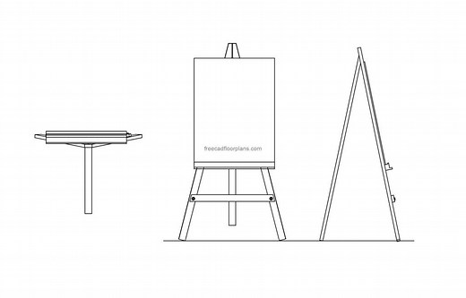 Easel Stand, Plan And Elevations - Free CAD Drawings