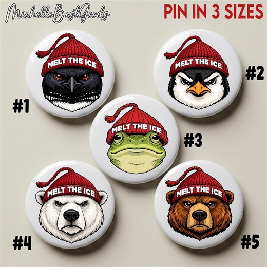 Melt The Ice Pin Buttons, Anti ICE Red Hat Stickers, Eisbär Pinguin Frosch Demonstration Pins - Etsy.de