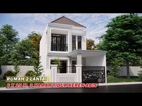 DESAIN RUMAH 6X15 METER 2 LANTAI 3 KAMAR KEREN ABIS