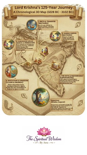 The Divine Map: Lord Krishna’s 125-Year Journey 🦚✨