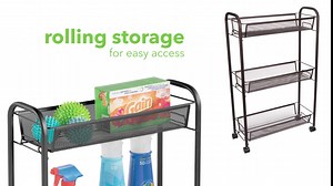 mDesign Portable Rolling Laundry Utility Cart Organizer Trolley with Easy-Glide Wheels and 3 Multipurpose Heavy-Duty Metal Mesh Basket Shelves - Durable Steel Frame - 2 Pack - White