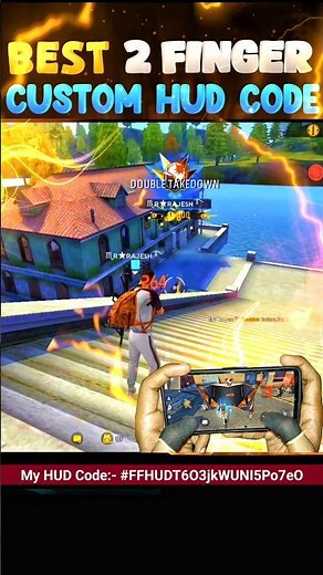 Best 2 finger custom HUD code ff 💥 Rising Gamer
