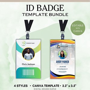 ID Badge Canva Template Employee ID Badge Editable Badge, Teacher Id Badge Template, Student ID Card Template, Photo Badge Template - Etsy