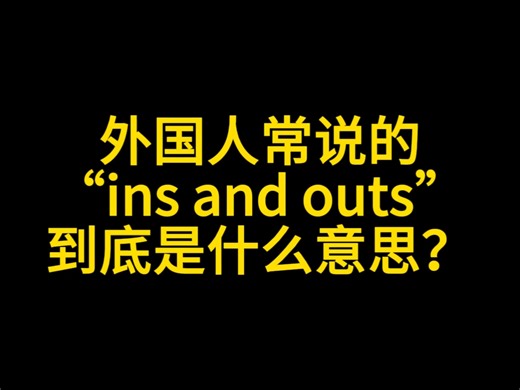 外国人常说的“ins and outs”到底是什么意思？