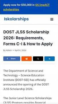 DOST JLSS Scholarship 2026 🎓
