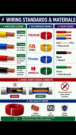 4 Top Brands Wiring Standard's & Materials | House Wiring Guide: Wire Size, Color Coding #housewire