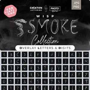 Wisp Smoke Alphabet Overlays: Ethereal PNG & JPEG Typography - Etsy