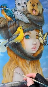 3.4K views · 76 reactions | This painting feels like home — the cozy, salty-air, “where’s my sweater?” kind of home. "Parallel 49" is pure Vancouver Island energy: otters, birds, freckles, and that quiet coast magic that makes you forget what day it is.‍ 10/10 would wrap myself in a blanket and paint this again.簾❄️ • • • #vancouverislandartist #parallel49 #natureinspiredart | Camilla d'Errico - Pop Surrealist Painter | Facebook