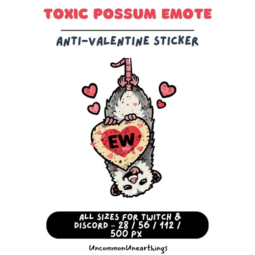 Funny Possum Emote for Twitch Discord | Anti Valentine Ew Sticker | Screaming Trash Animal PNG | Sarcastic Love Meme | Grunge Aesthetic - Etsy
