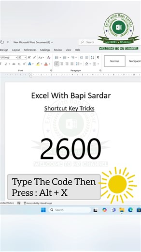 Create Sun ☀️ Emoji using Shortcut keys in Microsoft Word! #wordtips #shortcutkeys #microsoftword