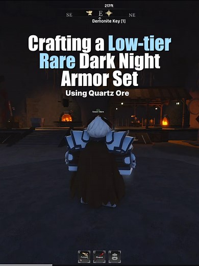 Crafting Dark Knight Armor with Quartz Ore in The Forge