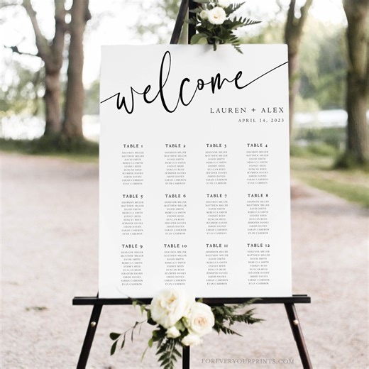 Wedding Seating Chart Sign Template | Editable Reception Guest Seating Poster | Printable Minimalist Welcome Sign | Instant Download - Etsy
