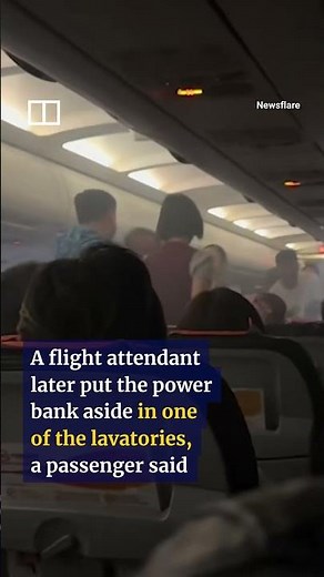 Power bank explodes on plane, forcing emergency landing #shorts