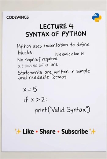 L- 4 | PYTHON | SYNTAX |
