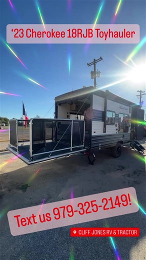 2023 Forest River Cherokee Wolf Pup 18RJB Toy Hauler Travel Trailer...Light weight and easy to tow, Wolf Pup Trailers by Cherokee are fully self-contained with ample tank capacities and an abundance of storage space compared to other trailers in its class.The 18RJB is what a small toy hauler should be with the right combination of size, weight, and storage capacity for your toys. A modern chef’s kitchen, dinette area, queen size bed with overhead bunk and functional bath highlight the interior o