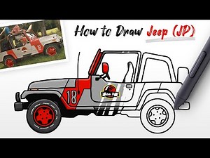 How to Draw Jeep from Jurassic Park and World movie (car vehicle) easy Step By Step