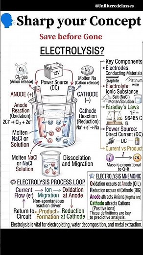 🗣️ELECTROLYSIS EXPLAINED⚡ #shorts #unfilteredclasses