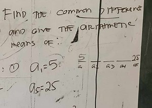 Find the common difference and the arithmetic means between the... | Filo