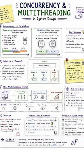 🚀 Concurrency & Multithreading Notes | System Design Basics #shorts