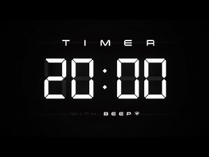 20 Minute Digital Countdown Timer with Simple Beeps ⚪️