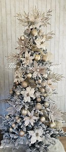 Champagne Christmas Tree Kit - Woodland -bundle Includes Ornaments, Picks, Topper - Winter Wonderland Decorate Xmas Kit Box All Gold White - Etsy