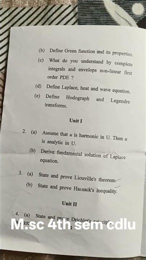 m.sc 4th sem partial differential equations cdlu university