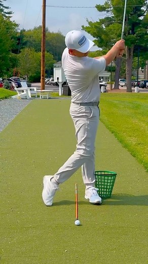 If both knees are bent and your body’s collapsing into the shot — you’re losing power, consistency, and compression. 💥 Set a range basket just outside your lead leg and post up around it, not into it. Feel your lead side extend and your chest open through the strike. That’s how you create real leverage, speed, and solid contact. 🧠⛳️ 👉 Try it next session and comment “POST” if you feel the difference! #golf #golftips #golfinstruction #golfcoach | Noah Vinyard Golf