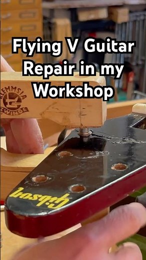 Flying V Gibson Style Guitar Headstock repair #craft #guitar#repair #workshop