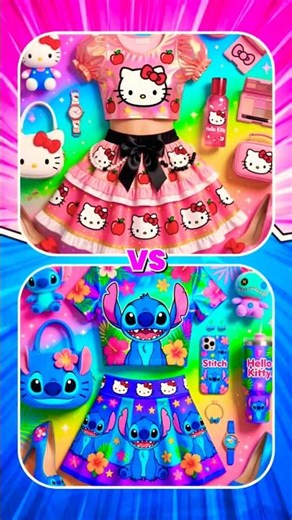 Stitch 💙 Lisa Or Lena Hello Kitty 🩷 #pink #blue #tiktok #shorts #viral #hellokitty #stitch #kawaii