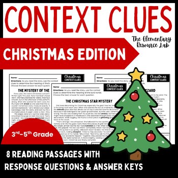 Christmas Context Clues Passages Vocabulary Anchor Charts | 3rd-5th Grade